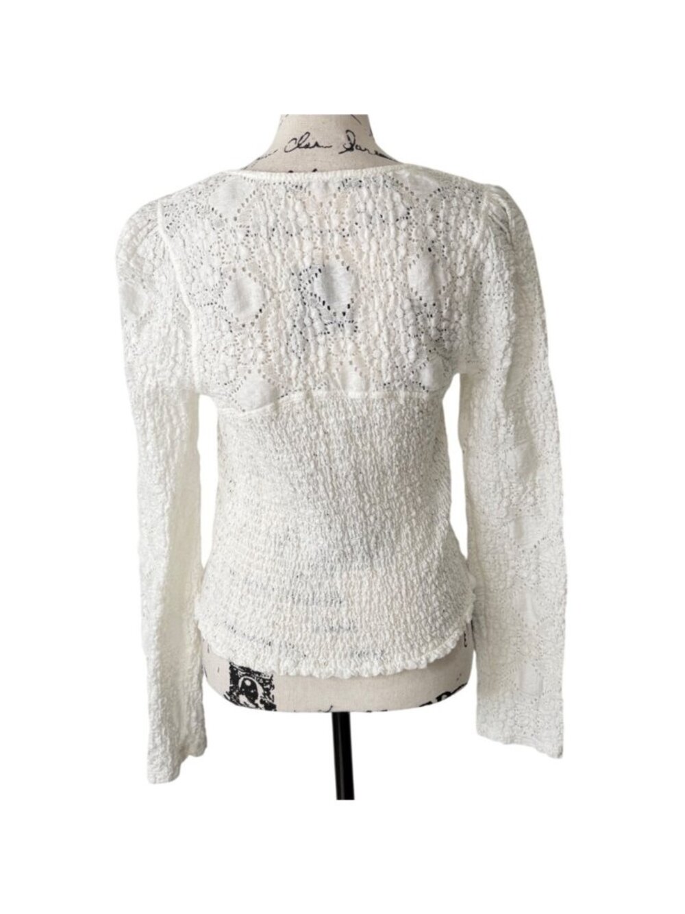 Free People Size L Top Milkmaid Lace Confection Square Neck Coquett White - Picture 4 of 9